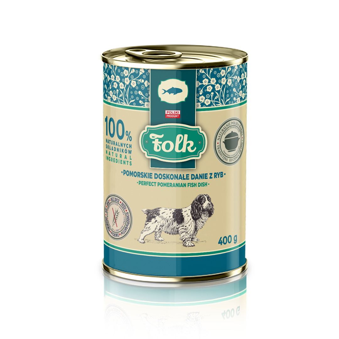 FOLK konservuotas maistas šunims ADULT ALL MEAT su žuvimi 400g.